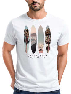 Herren T-Shirt California Surf Paradise Surfboards Grafik Foto Print Kalifornien USA Amerika Sommer Fashion Streetstyle Neverless®