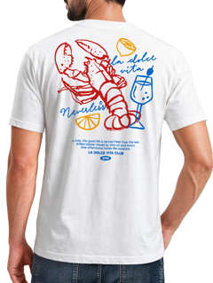 Herren T-Shirt La Dolce Vita Club – Sommer Grafikshirt mit Hummer Zitrone Wein Printshirt – Italien Lifestyle Neverless® 
