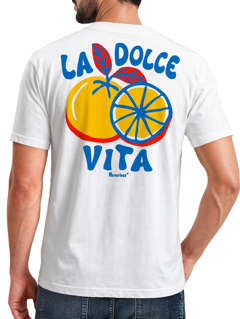 Herren T-Shirt La Dolce Vita Sommer Grafikshirt mit Zitrusfrucht Retro Print Italien Lifestyle Design Printshirt Neverless® 