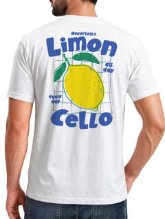 Herren T-Shirt Backprint Sommer Grafikshirt im Retro Style Zitrone Limon Cello Schriftzug Fashion Streetstyle Neverless®