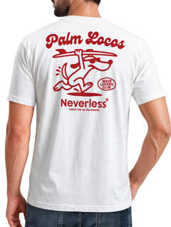 Herren T-Shirt Backprint Surfing Design Aufdruck Palm Locos Schriftzug Sommer Fashion Streetstyle Neverless®
