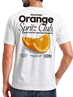 Herren T-Shirt Backprint Orange Club Grafikshirt Männer Sommer Fashion Streetstyle Baumwolle Neverless®