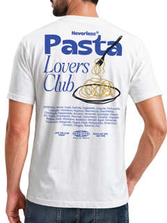 Herren T-Shirt Backprint Pasta Lovers Club Nudeln Italien Grafikshirt Sommer Fashion Streetstyle Baumwolle Neverless®
