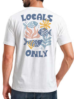 Herren T-Shirt Backprint Maritim Meer Fische Aufdruck Abstrakt Spruch Locals Only Sommer Fashion Streetstyle Neverless®