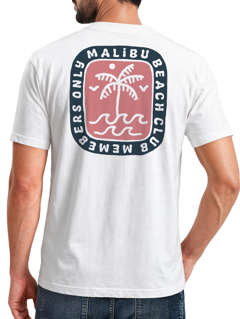 Herren T-Shirt Backprint Surfer Style mit Grafik Aufdruck Malibu Beach Sommer Sonne Fashion Neverless®