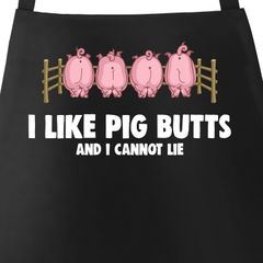 Lustige Grill-Schürze mit Spruch - I like Pig Butts and I cannot lie Parodie Song Küchenschürze Moonworks®