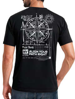 Herren T-Shirt Backprint Maritim Kompass Segeln Sommer Fashion Streetstyle Neverless®