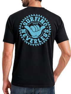 Herren T-Shirt Surfing Surfer Motiv Hang Loose Sommer Sonne Wellen Backprint Fashion Streetstyle Neverless®