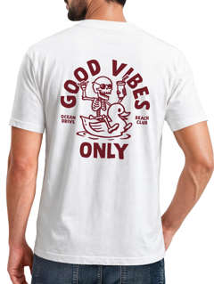 Herren T-Shirt Backprint Good Vibes Only Quitsche-Ente Motivprint Rückendruck Sommer Fashion Streetstyle Neverless®