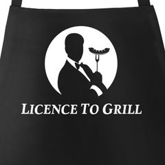 Grill-Schürze für Männer mit Spruch Licence to Grill lustig Parodie Baumwoll-Schürze Küchenschürze Moonworks®