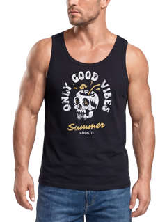 Herren Tank-Top Totenkopf Schrift Only Good Vibes Skull Summer Sommer Retro Vintage Muskelshirt Muscle Shirt Neverless®