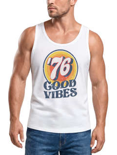Herren Tank-Top Sommer Good Vibes 70er Jahre Retro Print Hippie Style Muskelshirt Muscle Shirt Neverless®