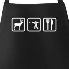Kochschürze Grill-Schürze für Männer mit Symbolen Hirsch Jäger Besteck Baumwoll-Schürze Küchenschürze Moonworks®