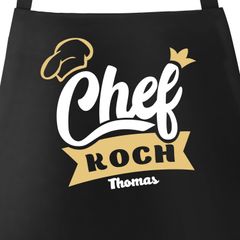 Küchen-Schürze mit Namen Schriftzug Chefkoch/Chefköchin individualisierbar Kochschürze Männer Frauen personalisierte Geschenke SpecialMe®