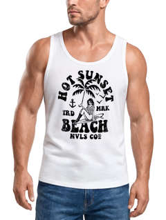 Herren Tank-Top Hot Sunset Beach Surfbord Sommer Urlaub Muskelshirt Muscle Shirt Neverless®
