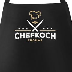 Küchen-Schürze Name anpassbar Schriftzug Chefkoch individualisierbar Kochschürze Männer personalisierte Geschenke SpecialMe®