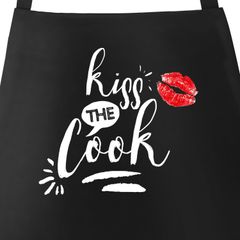 lustige Grillschürze für Männer mit Spruch Kiss the Cook Herren Schürze zum Grillen Kochschürze Moonworks®