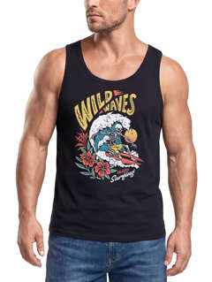 Herren Tank-Top Surfing Skull Malibu Wild Waves Wellen Sonne Strand Muskelshirt Muscle Shirt Neverless®