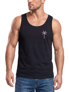 Herren Tank-Top mit Logo Print Palme Polygon Sommer Sonne Fashion Männer Muskelshirt Neverless®