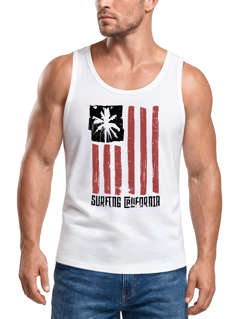 Herren Tank-Top USA Amerika Surfing California Flagge Surf Design Retro Printshirt Aufdruck Muskelshirt Muscle Shirt Neverless®