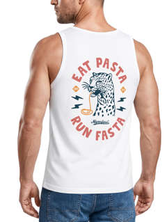 Herren Tank-Top Aufdruck Schrift Eat Pasta Backprint Brustlogo Retro Fashion Sommer Muskelshirt Neverless®