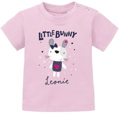 Baby T-Shirt mit Namen personalisiert Hase Aufschrift Little Bunny Mädchen kurzarm Bio-Baumwolle SpecialMe®