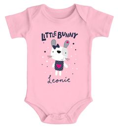 Baby Body mit Namen bedrucken lassen Hase Aufschrift Little Bunny personalisierbar kurzarm Bio Baumwolle SpecialMe®