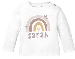 Baby Langarmshirt mit Namen personalisiert Regenbogen Scandi Stil Mädchen Jungen Bio-Baumwolle SpecialMe®