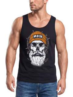 Herren Tank-Top Printshirt Moin Skull Windrose Kompass Totenkopf Frontprint Muskelshirt Neverless®