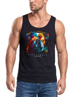 Herren Tank-Top Print California Bulldog Musik Kunst Motiv DJ Muskelshirt Neverless®