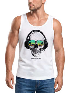 Herren Tank-Top Totenkopf Kopfhörer Musik Party Skull Sonnenbrille Schädel Muskelshirt Muscle Shirt Neverless®