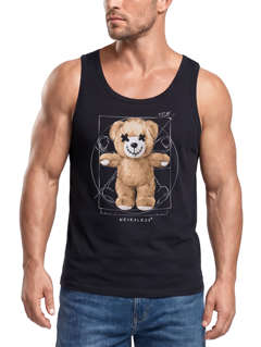 Herren Tank-Top Print Teddy Bär DaVinci Meme Parodie Muskelshirt Neverless®