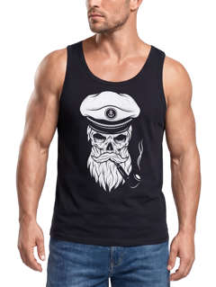 Herren Tanktop Totenkopf Kapitän Captain Skull Bard Hipster Seemann Neverless®