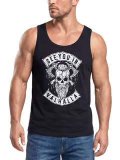 Herren Tank-Top See You in Valhalla Wikinger Totenkopf Skull  Muskelshirt Muscle Shirt Neverless®