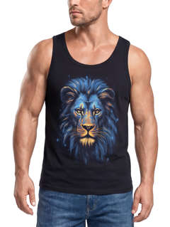 Herren Tank-Top Löwe Lion Art-Print Kunst Illustration Aufdruck Printshirt Muskelshirt Neverless®