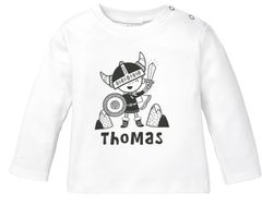 Baby Langarmshirt mit Namen personalisiert kleiner Wikinger Skandi Stil Junge Mädchen Bio-Baumwolle SpecialMe®