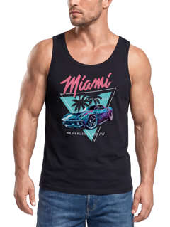 Herren Tank-Top Bedruckt Miami Beach Surfing Motiv USA Retro Automobil 80er Muskelshirt Muscle Shirt Neverless®