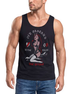 Herren Tank-Top Pin up Girl Racing Design Ride Fast Die Young Schriftzug Muskelshirt Muscle Shirt Neverless®