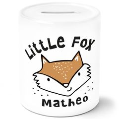 Kinder Spardose mit Namen Tiermotive little Fox Fuchs Pinguin Panda personalisiertes Sparschwein Keramik SpecialMe®