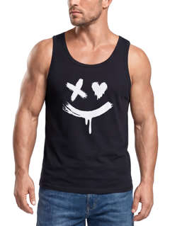 Herren Tank-Top mit Print Aufdruck Smile Techwear Fashion Streetstyle Trendmotiv Muskelshirt Neverless®