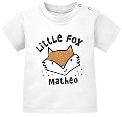 Baby T-Shirt mit Namen personalisiertTiermotive little Fox Fuchs Pinguin Panda kurzarm Bio-Baumwolle SpecialMe®