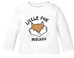 Baby Langarmshirt mit Namen personalisiert Tiermotive little Fox Fuchs Pinguin Panda Wunschname Bio-Baumwolle SpecialMe®