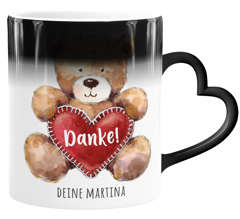Zaubertasse Herz-Henkel Geschenk Teddy Motiv optional personalisierbar Danke sagen Trost spenden Mut machen SpecialMe®
