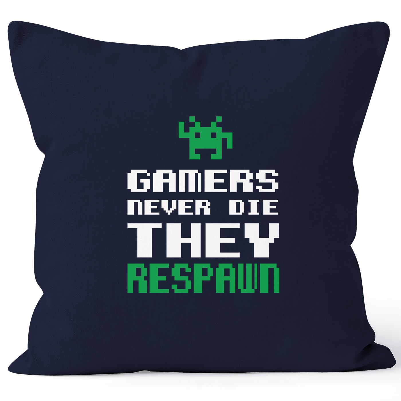Moon Works Federa Cuscino 40x40 Cm – Gamers Never Die They Respawn – Scritta Glitch Pixel Per Divano O Letto, Colore Naturale