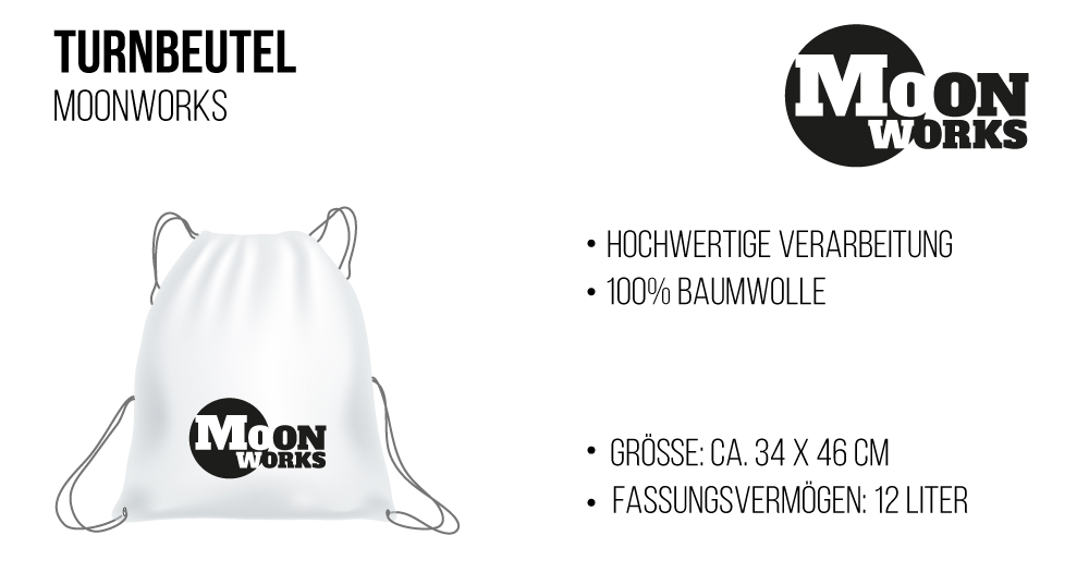 Borsa Sportiva Turn Sacchetto Moon Works, Modello Origami Marinaio Nave, Capacità 12 Litri, In Cotone 100% Spesso 140 G/m². Colore Nero, Taglia Unica.