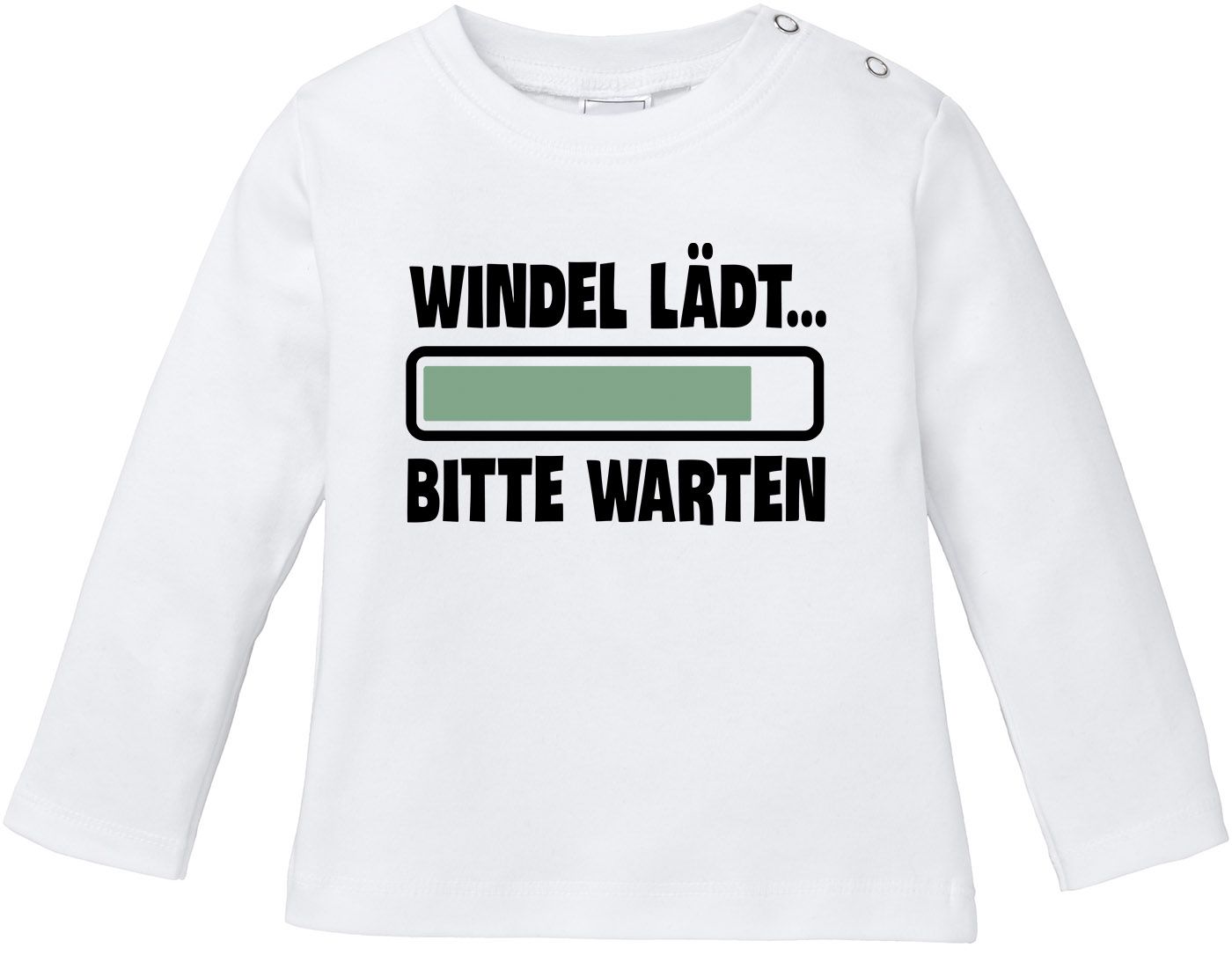 Baby Langarmshirt Babyshirt Windel lädt bitte warten Spruch lustig