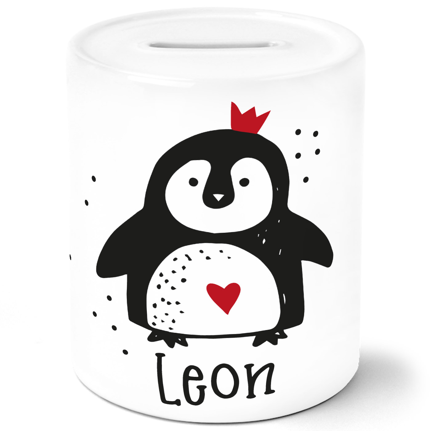 Personalisiertes Sparschwein Mit Namen – Keramik, Tiermotive (Fuchs, Pinguin, Panda), 9,5x8 Cm