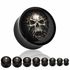 Acryl Plug Totenkopf Skull Mumie Ohr Piercing Saddle Fit Plug Gothic schwarz Double Flaredpreview