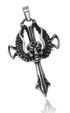 Anhänger Halskette Totenkopf Skull Schwert Kreuz Flügel Biker Edelstahl Gothic Punk Schädel Engelsflügel Kugelkette Lederkettepreview