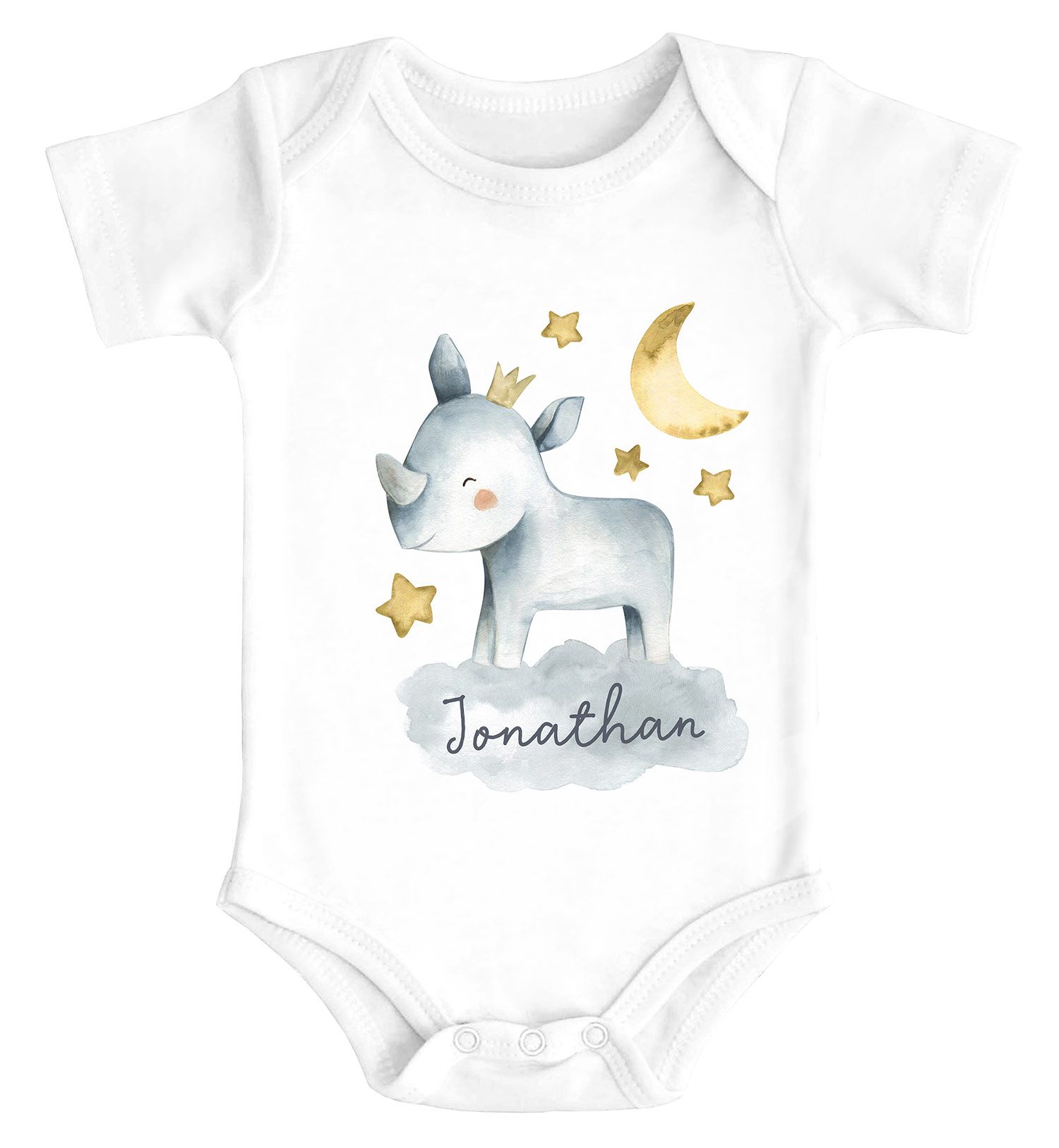 Baby Body mit Namen bedrucken lassen Tier-Motive Nashorn Löwe Elefant Watercolor kurzarm Bio Baumwolle SpecialMe®